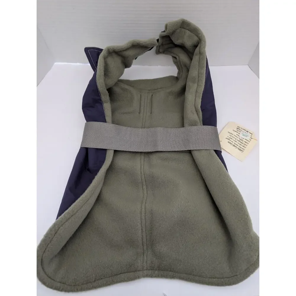Noah’s Ark Dogwear USA Navy Blanket Style Dog Coat Moss Green Fleece Lined Cozy